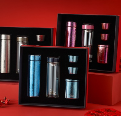 希诺（HEENOOR） 至尊礼盒套装内含希诺纯钛保温杯抗菌玻璃杯茶罐品茗杯 至尊套盒A/B/C