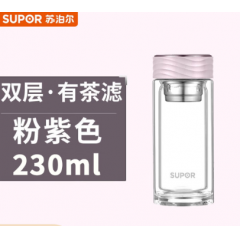 苏泊尔（SUPOR） 沁·耐热玻璃杯.灰黑色/粉紫色 KC23GR10 230,ml