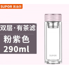 苏泊尔（SUPOR） 沁·耐热玻璃杯.灰黑色/粉紫色 290ML KC29GR10