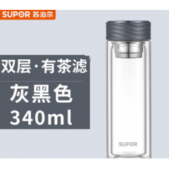 苏泊尔（SUPOR） 沁·耐热玻璃杯.灰黑色/粉紫色 KC34GR10 340ML